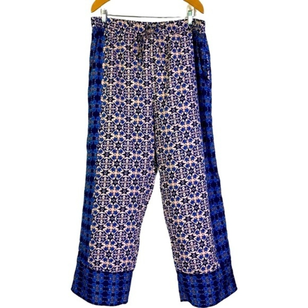 VERSONA Blue Multi-Floral Print Palazzo Pants